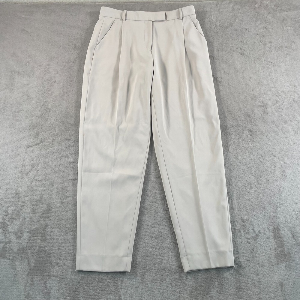 Abercrombie & Fitch Pleated Trouser Pants‎ Women 6 Cream Tapered Fit Office NWOT